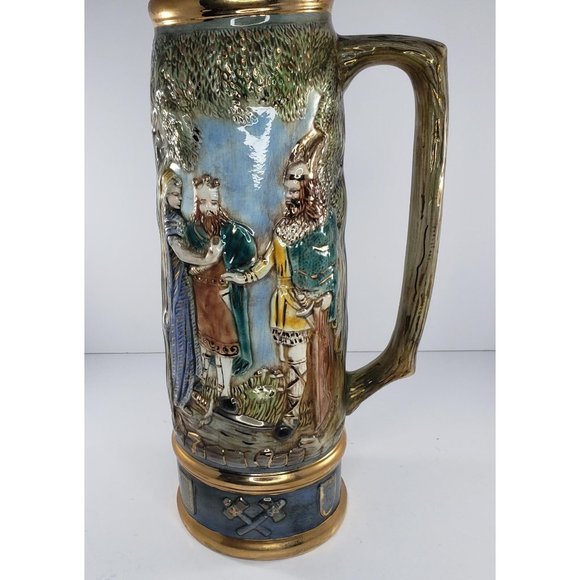Vintage Viking Warrior Stein Valhalla Signed LM Hand Painted - Picture 2 of 16